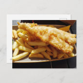 Postkarte Fisch und Chips (Vorne/Hinten)