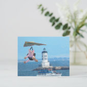 Postkarte - Fliegendes Schwein über dem LA-Hafenli (Stehend Vorderseite)