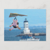 Postkarte - Fliegendes Schwein über dem LA-Hafenli (Vorderseite)