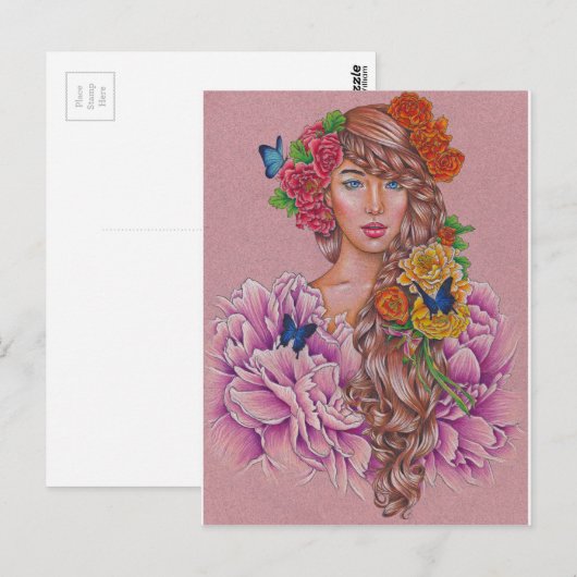 Postkarte "Flora" (Vorne/Hinten)