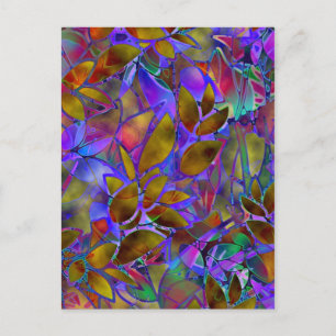 Postkarte Florales abstraktes Buntglas