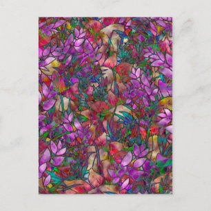 Postkarte Florales abstraktes Buntglas