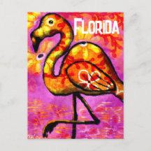 Postkarte - Florida Whimsical Abstrakt Flamingo