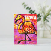 Postkarte - Florida Whimsical Abstrakt Flamingo (Stehend Vorderseite)