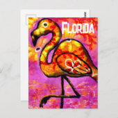 Postkarte - Florida Whimsical Abstrakt Flamingo (Vorne/Hinten)