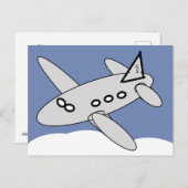 Postkarte - Flugzeug, das über Wolken fliegt (Vorne/Hinten)