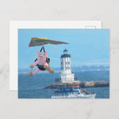 Postkarte - Flying Pig over LA Harbour Light (Vorne/Hinten)