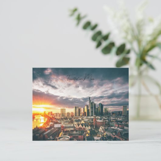 Postkarte Frankfurt am Main im Sonnenuntergang (Stehend Vorderseite)