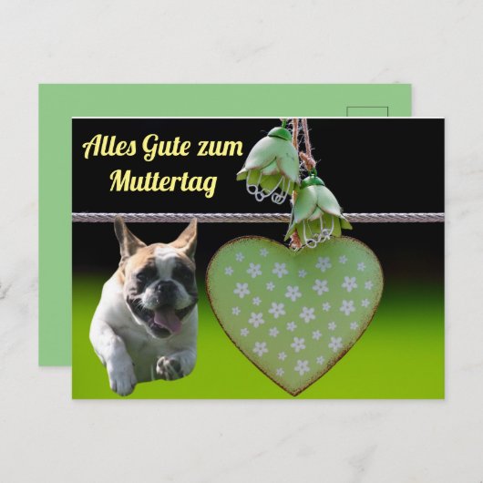Postkarte französische Bulldogge Muttertag (Vorne/Hinten)