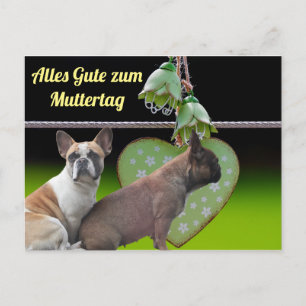 Postkarte französische Bulldoggen Muttertag