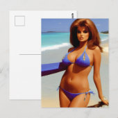 Postkarte Frau am Strand (Vorne/Hinten)
