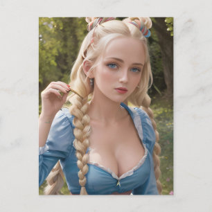 Postkarte Frau mit schönem blonden Haar
