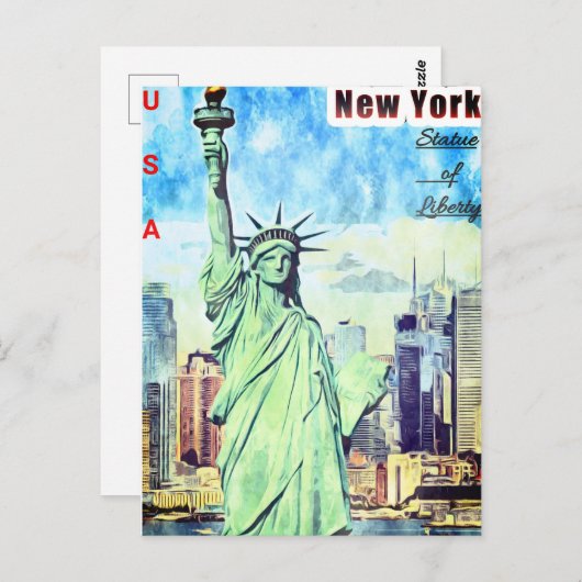 Postkarte (* Freiheitsstatue) (Vorne/Hinten)
