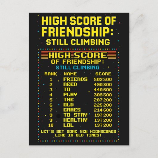 Postkarte „Friendship Highscore“ (Vorderseite)