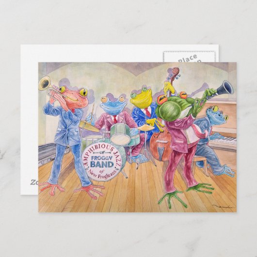 Postkarte "Froggy Band" (Vorne/Hinten)