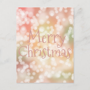 Postkarte Frohe Weihnachten rosa Bokeh funkelnde L