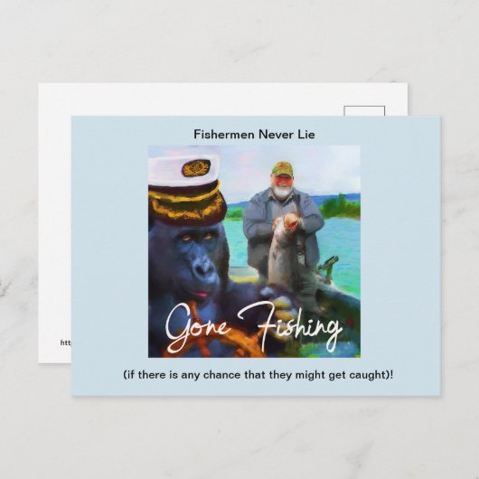 Postkarte "Funny Fishing" (Vorne/Hinten)