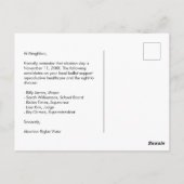 Postkarte für abtrünnige Wähler Benutzerdefinierte (Rückseite)