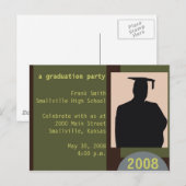 Postkarte für anpassbare Graduierungsparty (Vorne/Hinten)
