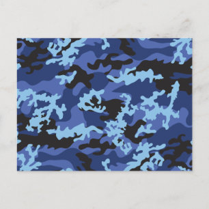 Postkarte für benutzerdefinierte blaue Camouflage