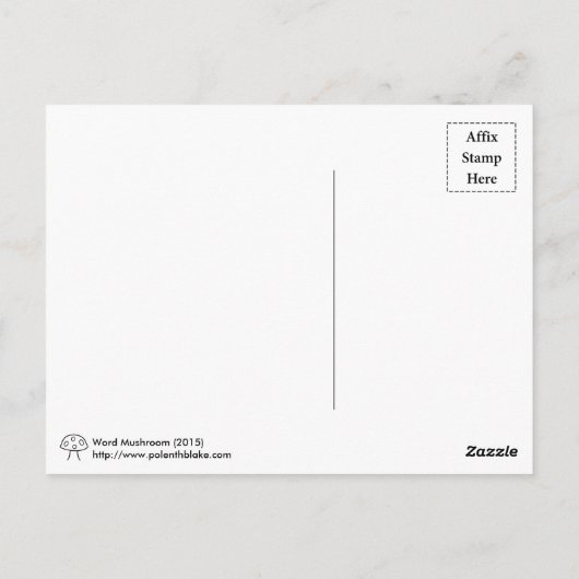 Postkarte für das Word-Pilz (brauner Text) (Rückseite)