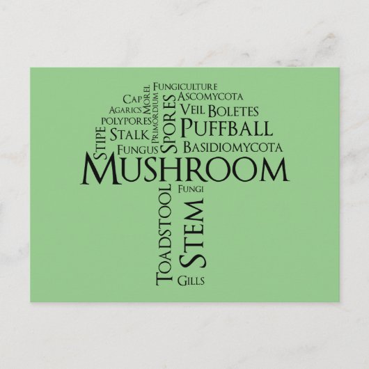 Postkarte für das Word-Pilz (schwarzer Text) (Vorderseite)