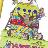 Postkarte für den deutschen Happy Oaster Cartoon