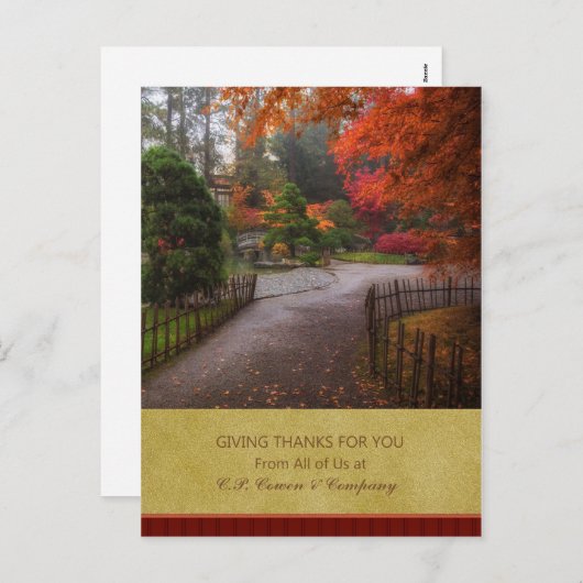 Postkarte für den Erntedank - Herbstweg (Vorne/Hinten)