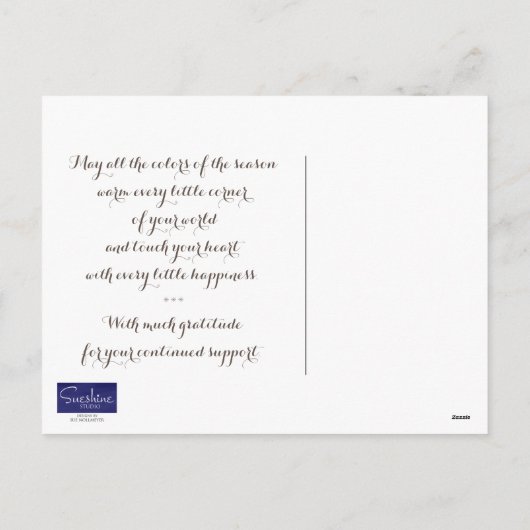 Postkarte für den Erntedank von Herbstbaumen (Rückseite)