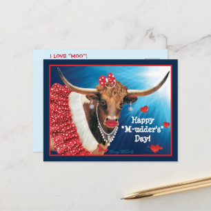 Postkarte für den Muttertag der Longhorn Kuh