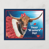 Postkarte für den Muttertag der Longhorn Kuh (Vorderseite)