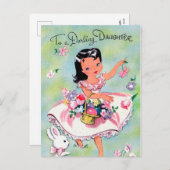 Postkarte für den Retro-Vintag-Ostertochter-Urlaub (Vorne/Hinten)