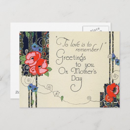Postkarte für den Vintagen Muttertag (Vorne/Hinten)