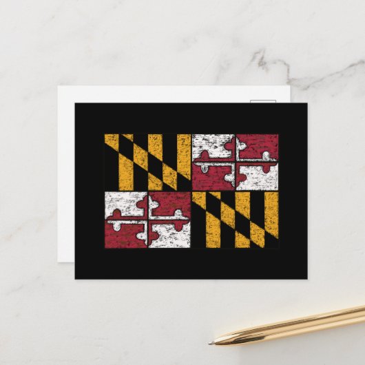 Postkarte für den Zustand der Maryland-Flagge (Vorderseite/Rückseite Beispiel)