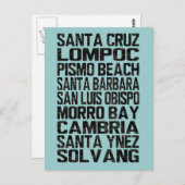 Postkarte für die kalifornische Hauptküste (Vorne/Hinten)