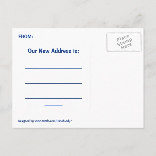 Postkarte für die Meldung bewegen (Rückseite)