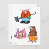 Postkarte für die Mole Paper-Puppe (Vorne/Hinten)