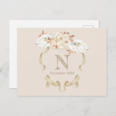 Postkarte für die Rose Monogram Wappen Beerdigung (Vorne/Hinten)