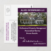 Postkarte für die Verwaltung von Immobilien (Vorne/Hinten)