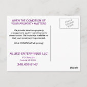 Postkarte für die Verwaltung von Immobilien (Rückseite)