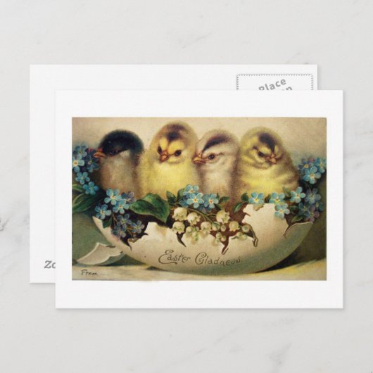 Postkarte für die Vintage Osterkarte (Vorne/Hinten)