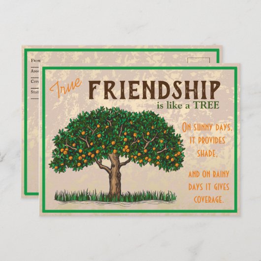 Postkarte für echte Freundschaft (Vorne/Hinten)