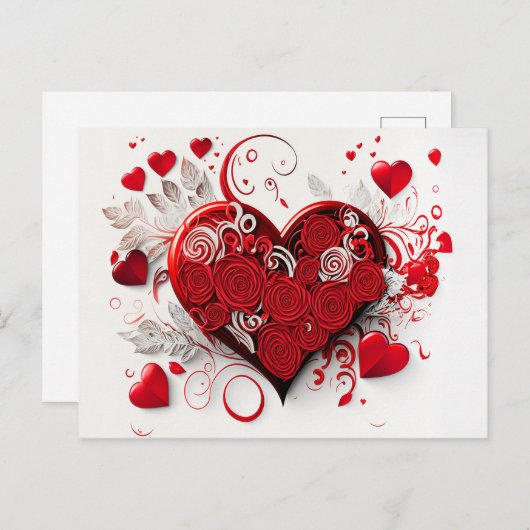 Postkarte für Elegante Herzen (Vorne/Hinten)