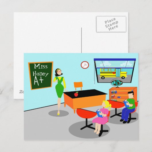 Postkarte für Fernlehrer (Vorne/Hinten)