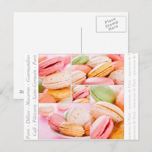 Postkarte für französische Macarons (Vorne/Hinten)