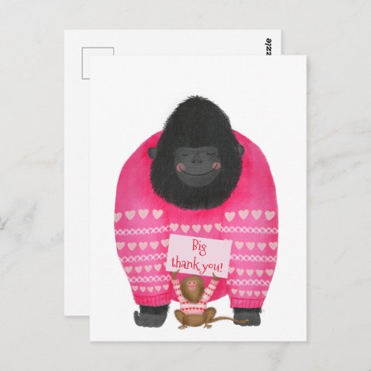 Postkarte für Gorilla & Pygmäen "großes Dankeschön (Vorne/Hinten)