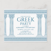 Postkarte für griechisches Party mit blauen Spalte (Vorderseite)