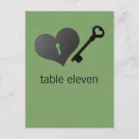 Postkarte für grünes Herz und Schlüssel