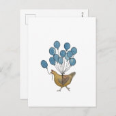 Postkarte für Hühner und Ballons (Vorne/Hinten)