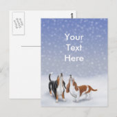 Postkarte für individuell anpassbare Snow Bassets (Vorne/Hinten)